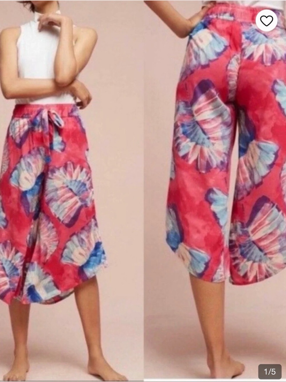 Anthropologie Lilka Josie Pink and Blue cropped pants